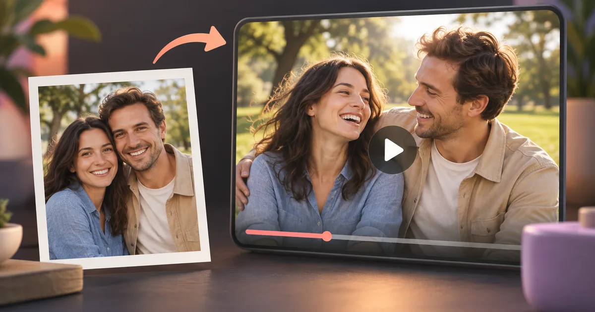 A still couple portrait transformed into a warm video memory